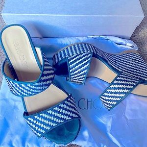 Jimmy Choo Dusk Blue Parker Wedges Size 37 (US 7)
